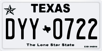 TX license plate DYY0722
