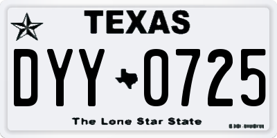 TX license plate DYY0725