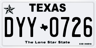 TX license plate DYY0726