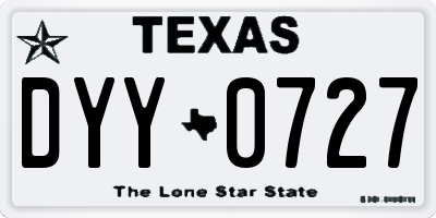 TX license plate DYY0727