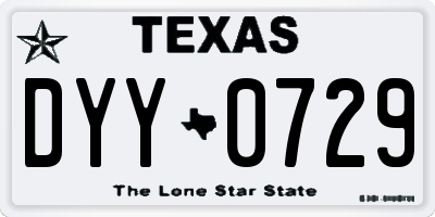 TX license plate DYY0729