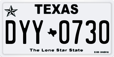 TX license plate DYY0730