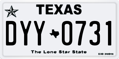 TX license plate DYY0731