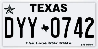 TX license plate DYY0742