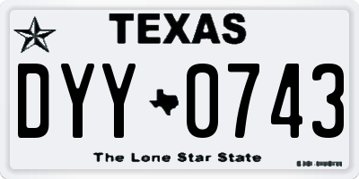 TX license plate DYY0743