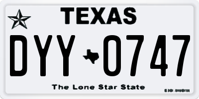 TX license plate DYY0747