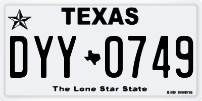 TX license plate DYY0749