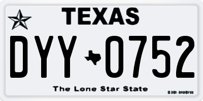 TX license plate DYY0752
