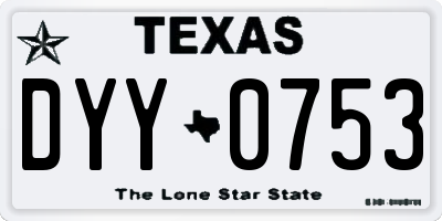 TX license plate DYY0753