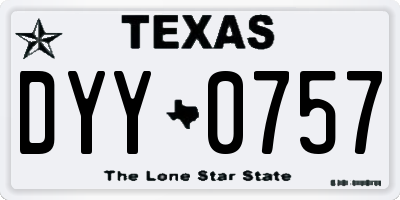 TX license plate DYY0757
