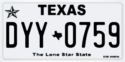 TX license plate DYY0759