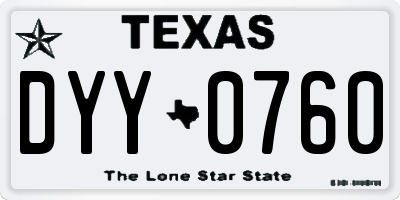 TX license plate DYY0760