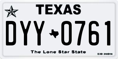 TX license plate DYY0761