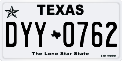 TX license plate DYY0762