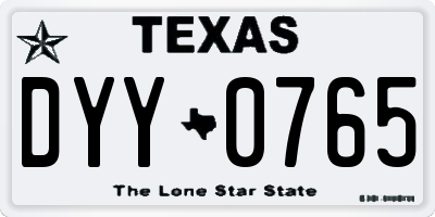 TX license plate DYY0765