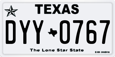 TX license plate DYY0767