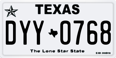 TX license plate DYY0768