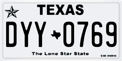 TX license plate DYY0769