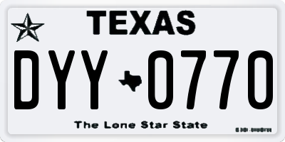 TX license plate DYY0770