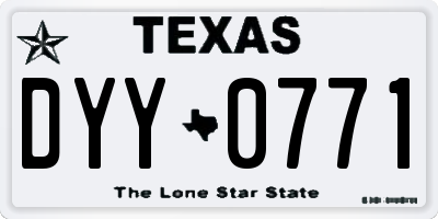 TX license plate DYY0771