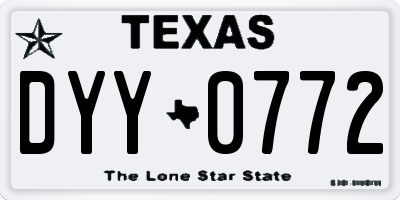 TX license plate DYY0772