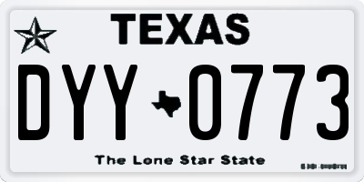TX license plate DYY0773