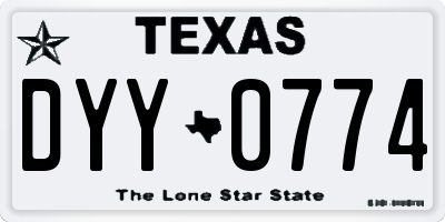 TX license plate DYY0774