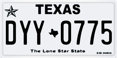 TX license plate DYY0775