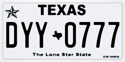 TX license plate DYY0777