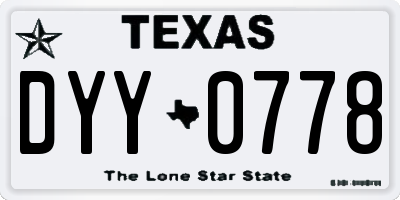 TX license plate DYY0778