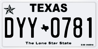 TX license plate DYY0781