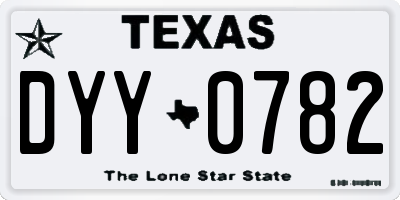 TX license plate DYY0782