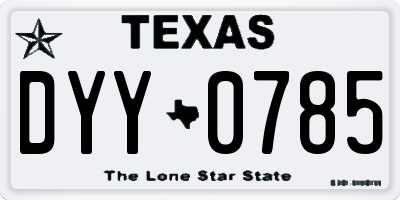 TX license plate DYY0785