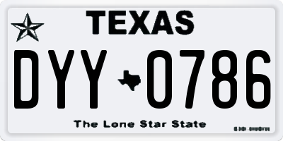 TX license plate DYY0786