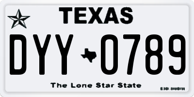 TX license plate DYY0789