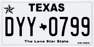 TX license plate DYY0799