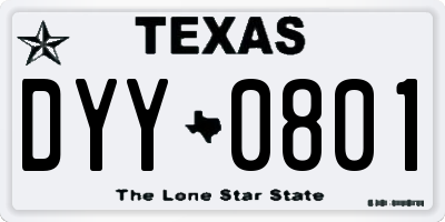 TX license plate DYY0801
