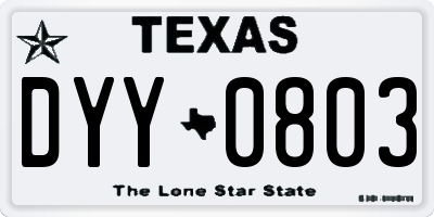 TX license plate DYY0803