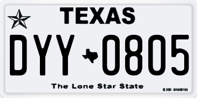 TX license plate DYY0805