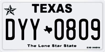 TX license plate DYY0809