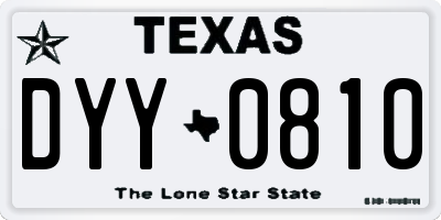 TX license plate DYY0810