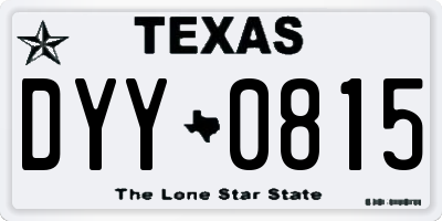 TX license plate DYY0815