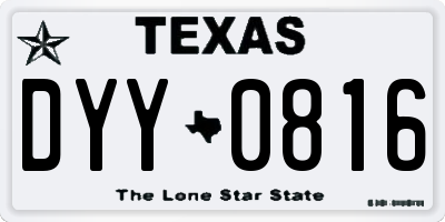 TX license plate DYY0816