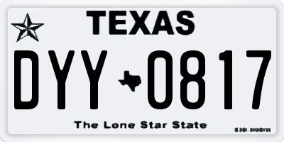 TX license plate DYY0817