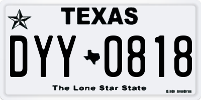 TX license plate DYY0818