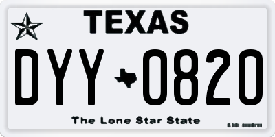 TX license plate DYY0820