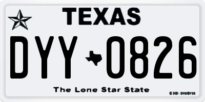 TX license plate DYY0826