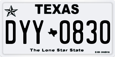 TX license plate DYY0830