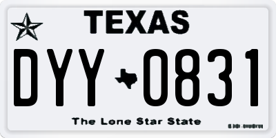 TX license plate DYY0831