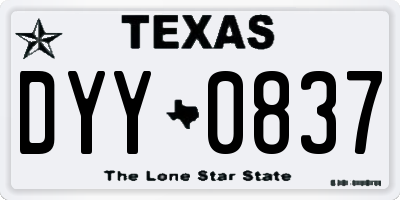 TX license plate DYY0837